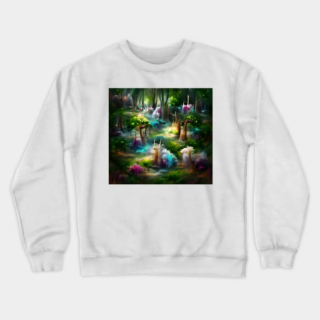 Elven Fantasy Conceptualized Forest Crewneck Sweatshirt by Mihadom